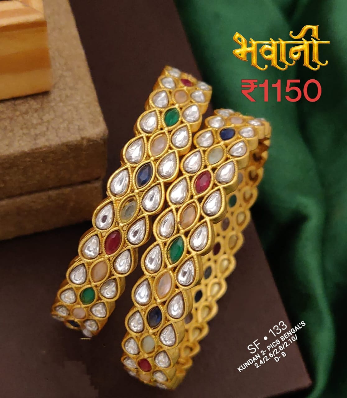 Kundan 2-Pics Bangle